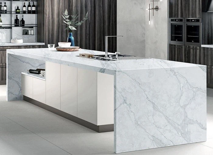 white quartz with grey veins countertops