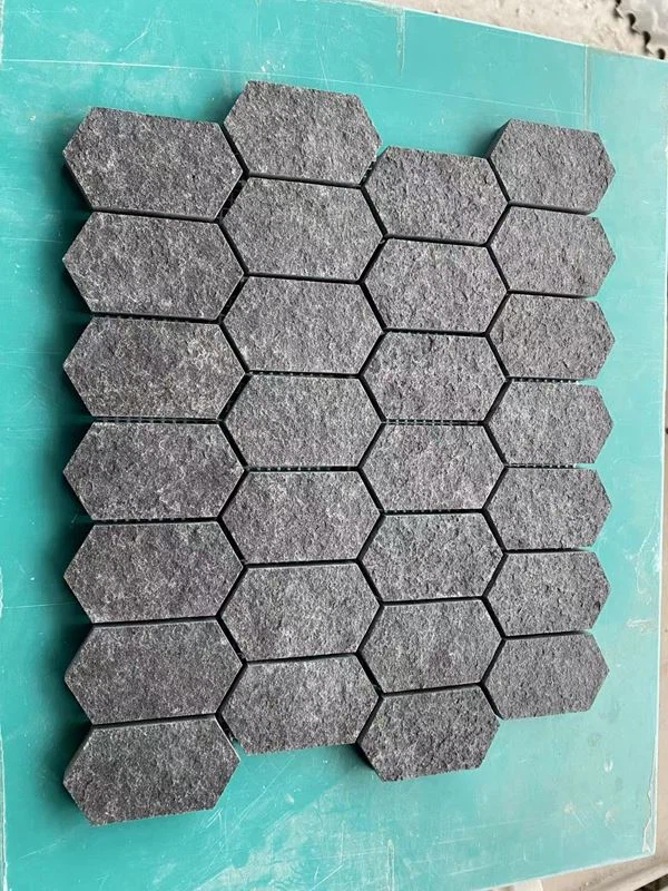 black basalt mosaic tiles