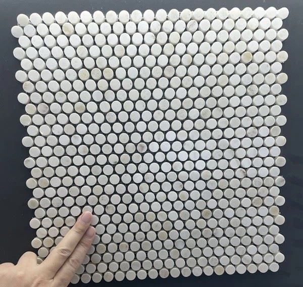 Calacatta Gold Penny Round Mosaic Tile